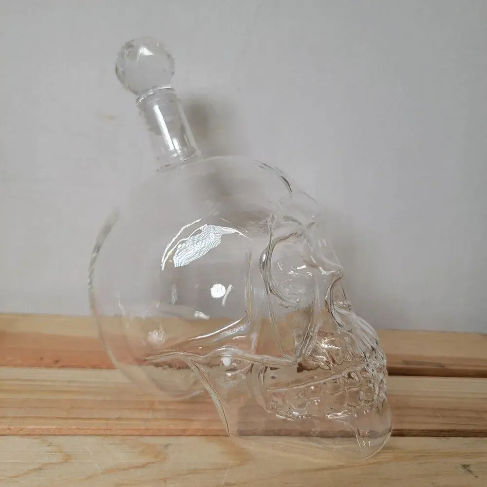Creative Skull Spirits Bottle: 1000ml Insulated Glass Dispenser w/ Box